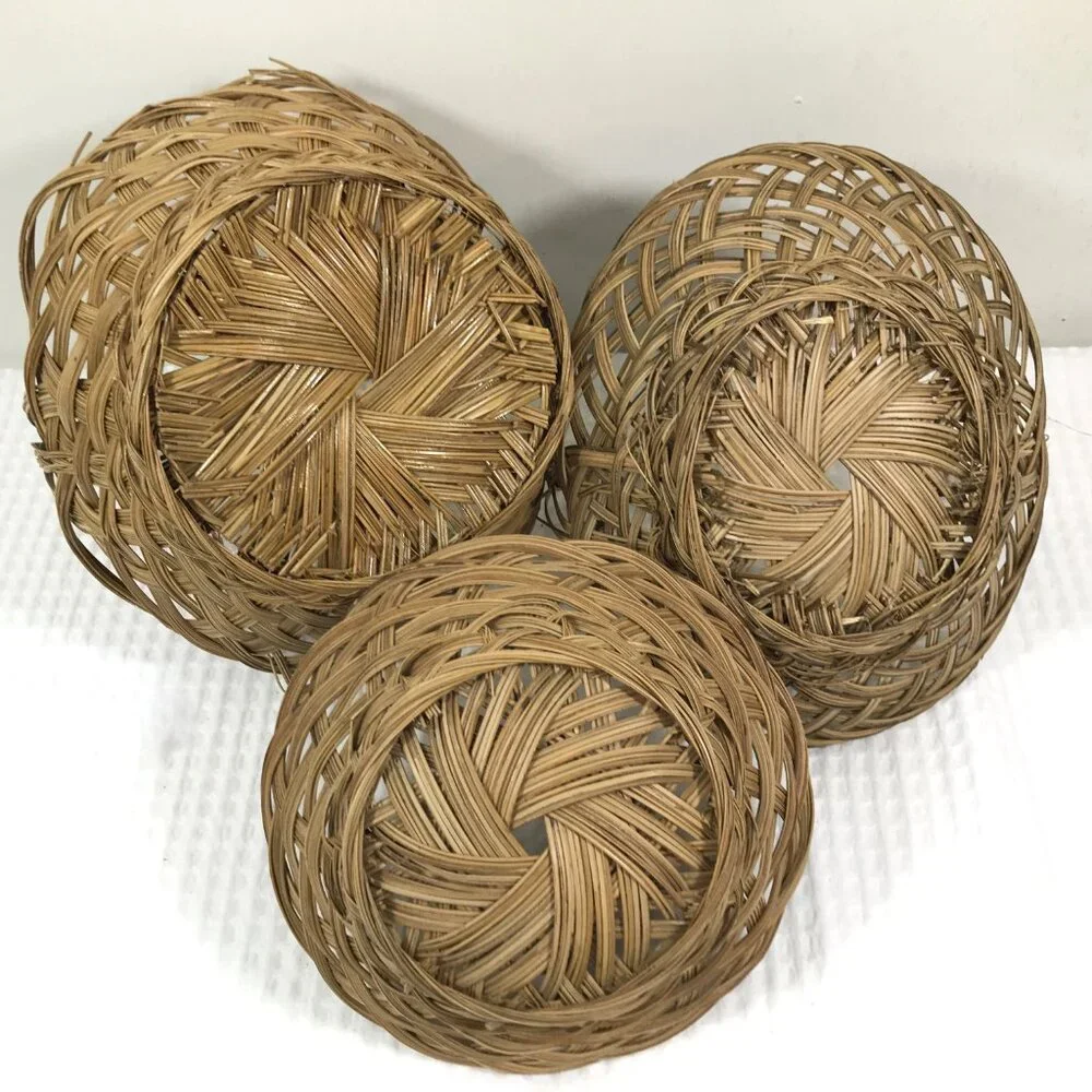Vintage Wicker Basket with Handle Bundle